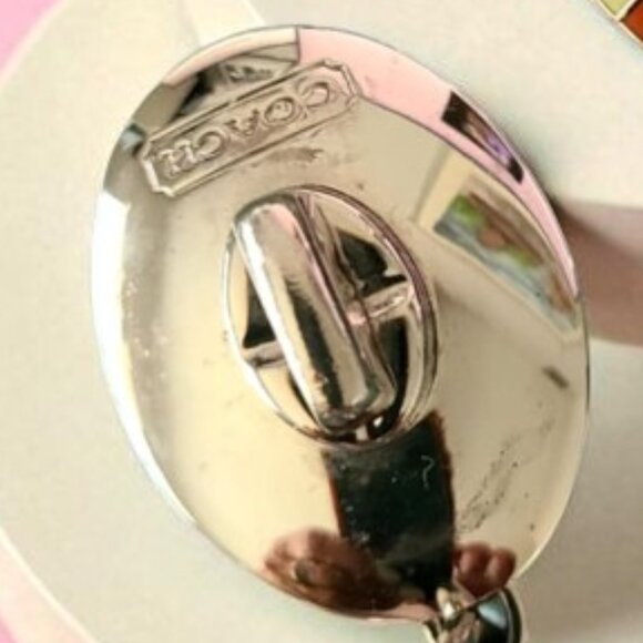 COACH Vintage legacy turnlock multicolor striped key ring charm - Picture 3 of 3